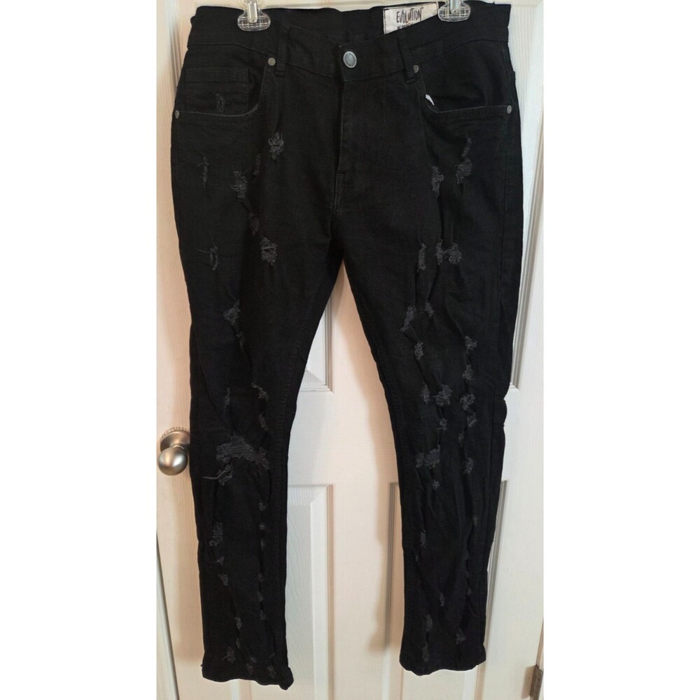 Mens Evolution in Design Black Slim Jeans 34/34